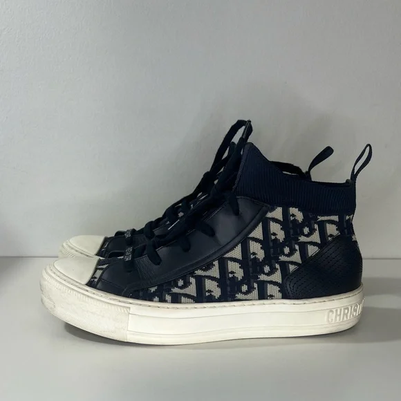 Christian Dior Walk'n'Dior Deep Blue Oblique Technical Mesh High Top Sneakers - Picture 8 of 12